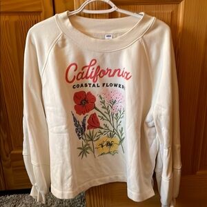 California Coastal Flowers Cream Sweater